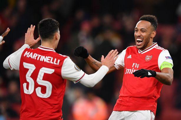 Image result for aubameyang and martinelli